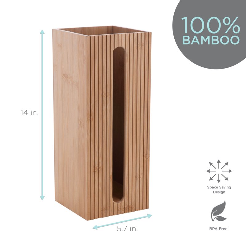 Bath Bliss Square Bamboo Toilet Paper Reserve - Off-White, Holds 3 Rolls