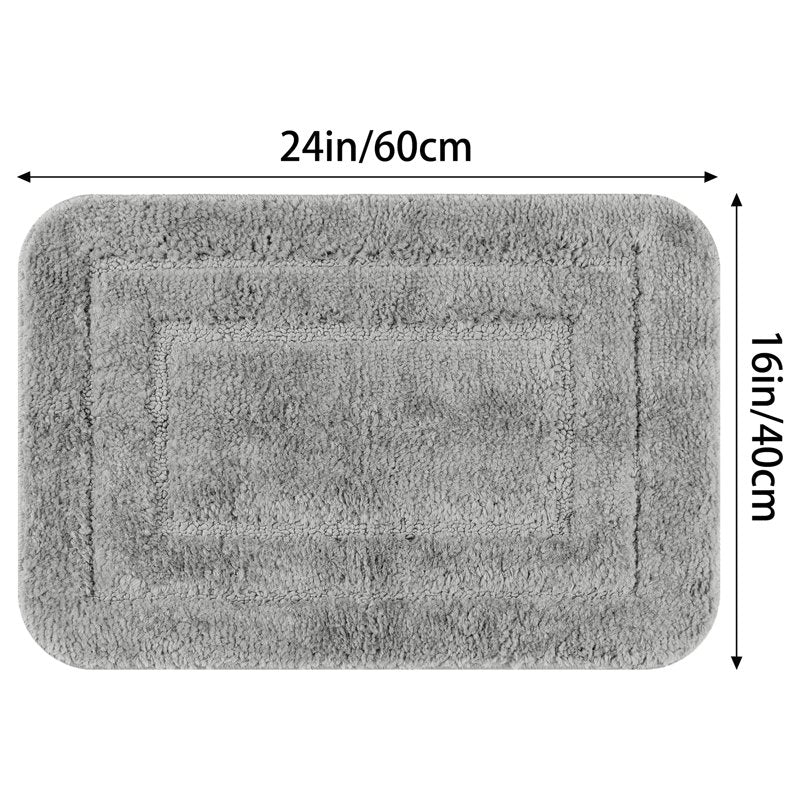 Dark Gray 16x24 Inch Absorbent Non-Slip Plush Bathroom Rug - Microfiber Mat