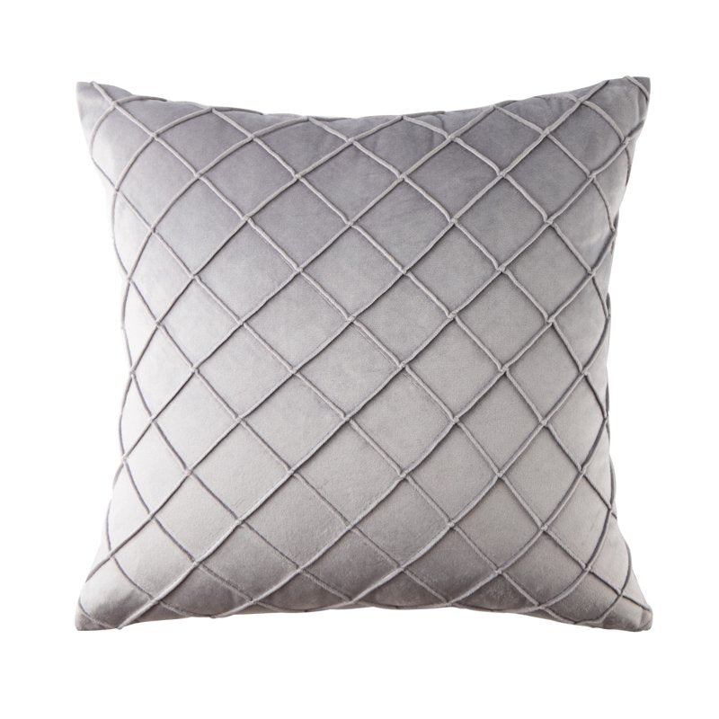 Light Grey Pleated Velvet Pillow Covers 18x18 Inch Set of 2 - Decorative Throw Pillow Cases for Couch & Bed