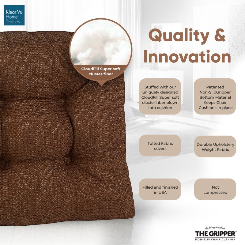 Non-Slip Chair Cushions Set of 2 - 15" x 15" - Brown