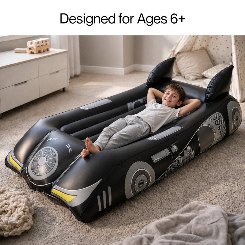 Kids Inflatable Batmobile Air Mattress for Sleepovers & Play - Batman Style