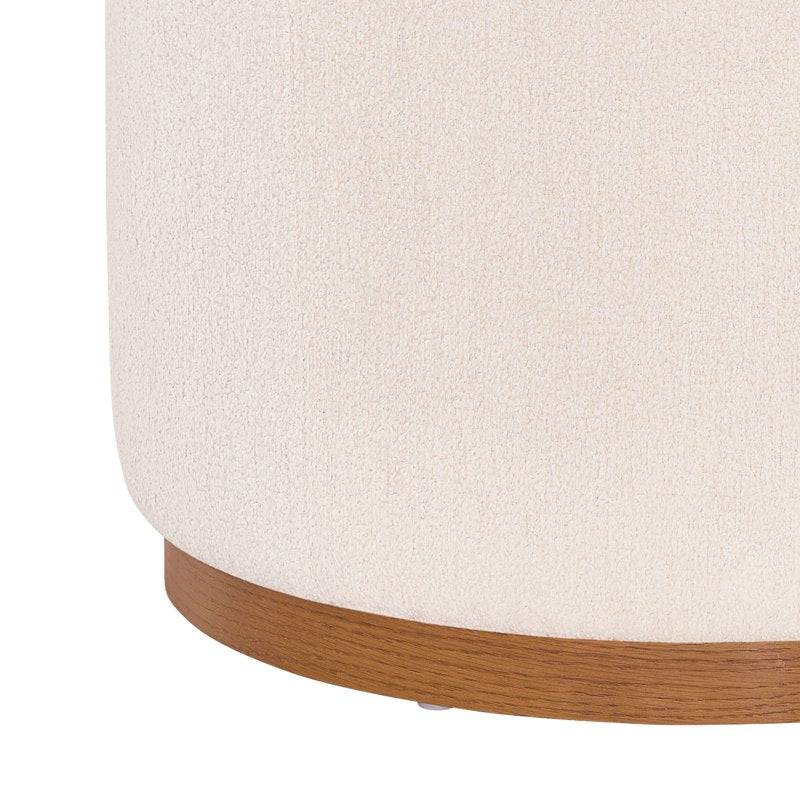 Round Ottoman with Foam Padding - Light Cream Upholstery
