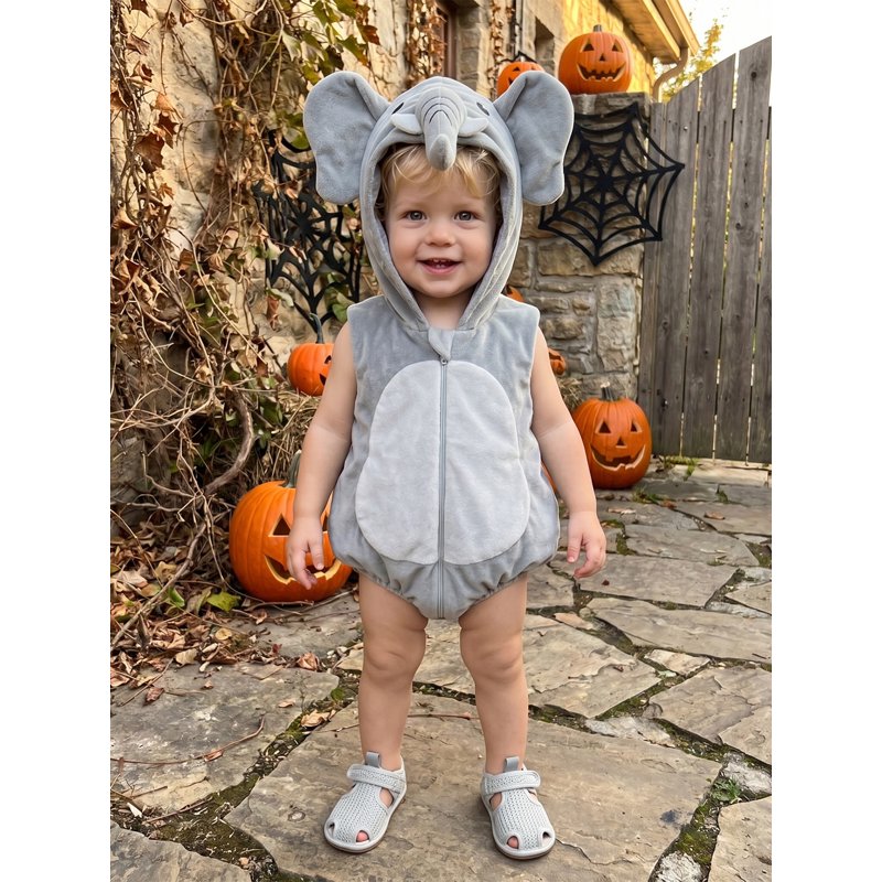 Gray Elephant Baby Romper - Newborn Infant Toddler Halloween Costume 6-12 Months