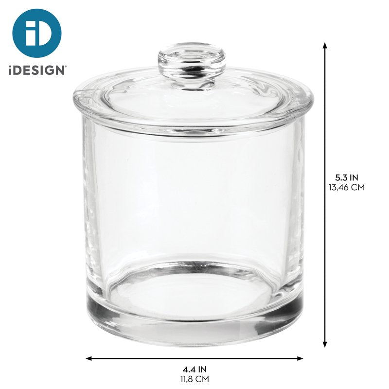 2 Pack Small Glass Vanity Jars with Lids - Bathroom Storage Organizer