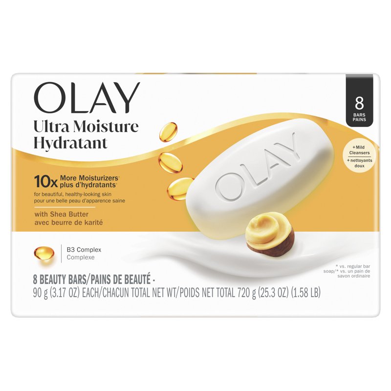 Ultra Moisture Shea Butter Beauty Bar with Vitamin B3 - 8 Pack, 3.17oz