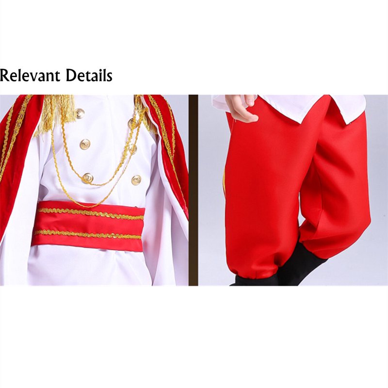 Kids Medieval Prince Costume Set - Full Royal Outfit with Crown & Scepter - White, 5-6 Years