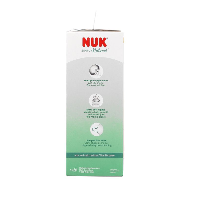 NUK Simply Natural Baby Bottles - 9 oz, Medium Flow, 3 Count