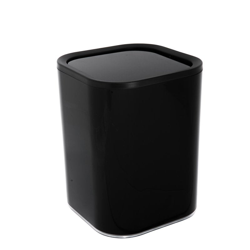 Acrylic Bathroom Trash Can - 2.1 Gallon Capacity - Black