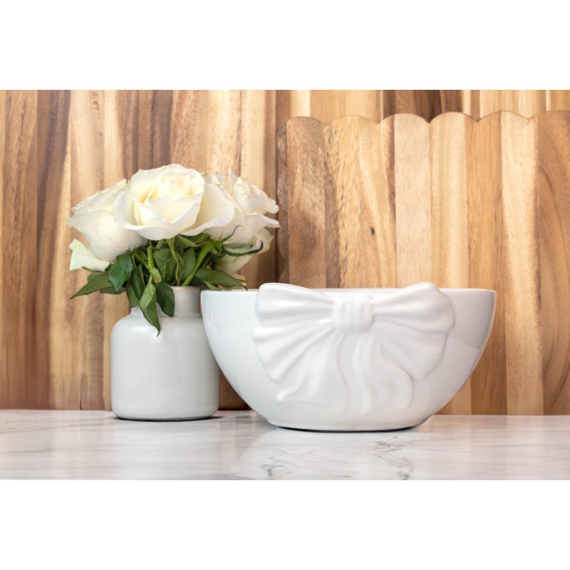 White Ceramic Bow Serving Bowl - 1pk