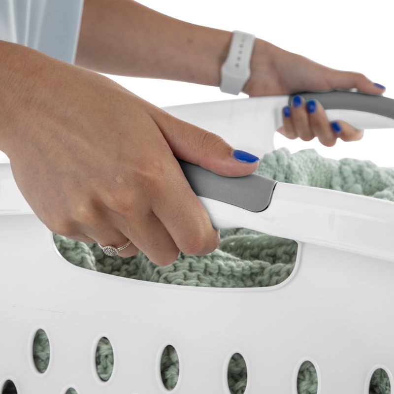 (2 Pack) Sterilite Extra Large 2.7 Bushel Plastic Laundry Baskets with Handles, White