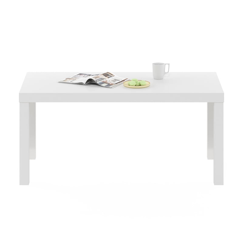 Compact Square Side Table with Storage Shelf - White