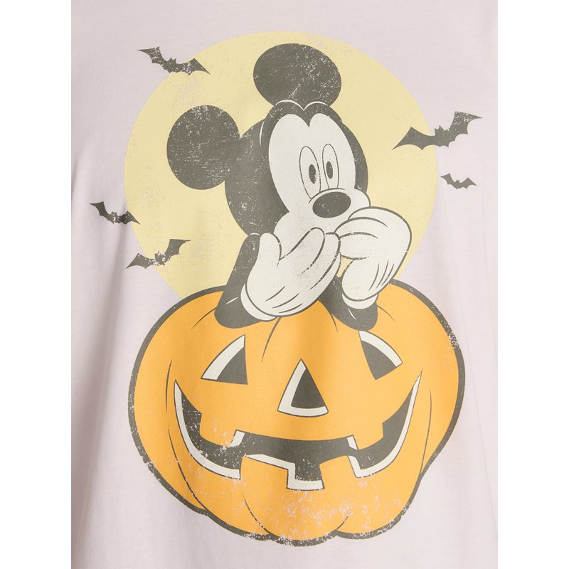 Men's Mickey Mouse Pumpkin Halloween Graphic T-Shirt - White Wash L
