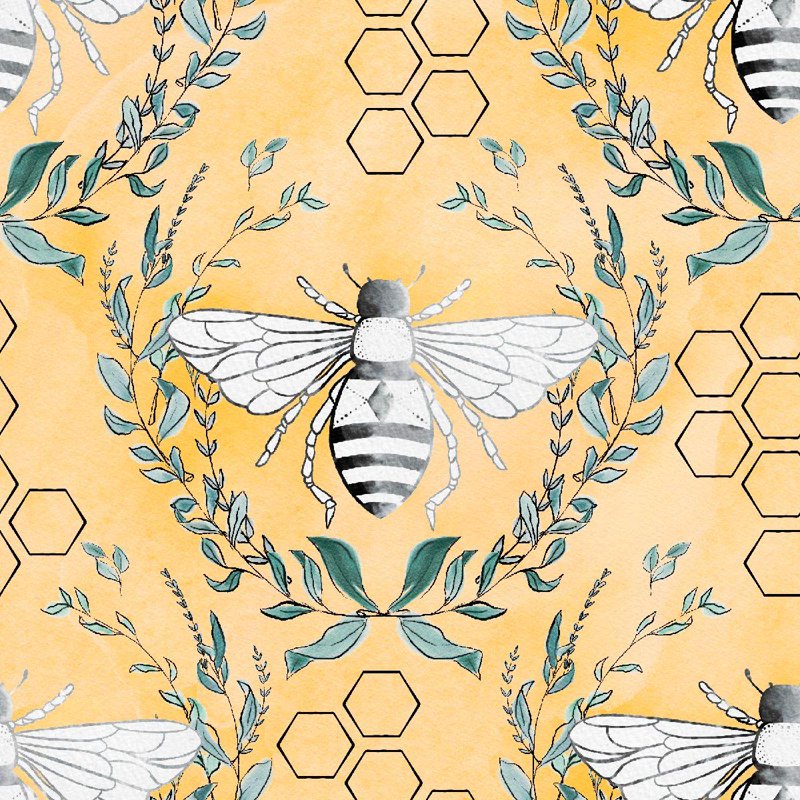 Yellow Beehive Cotton Fat Quarter for Quilting & Sewing - Single