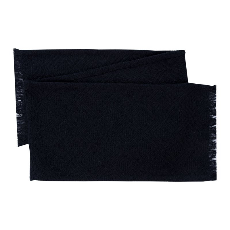 Woven Diamond Table Runner - Black - 14" x 72" Cotton