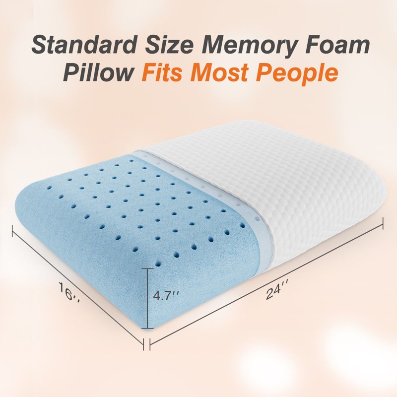 Memory Foam Pillow - Standard Size Bed Pillow for Sleeping - Comfortable & Supportive - 1 Pack - Variation 1