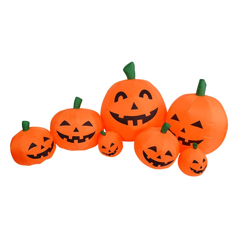 Halloween Inflatable Pumpkin Decor Set - 2.2m Tall, 7 Pieces - Variation B