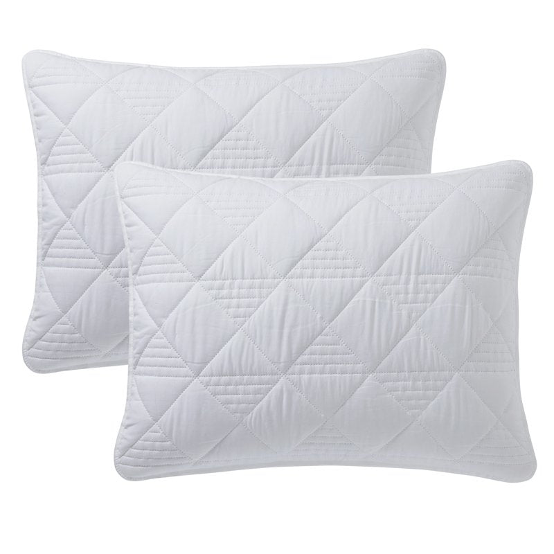 Full/Queen White Diamond Pinsonic Quilt Set - 3-Piece Bed Bedding