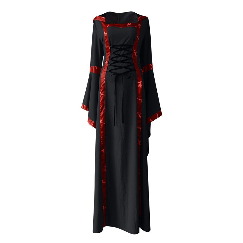 Black Renaissance Princess Dress for Women Medieval Costume Gown - L