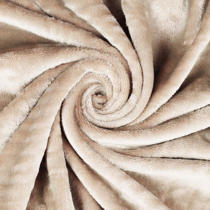 Soft Fleece Plush Blanket - Linen Solid Throw with Polka Dot Variation