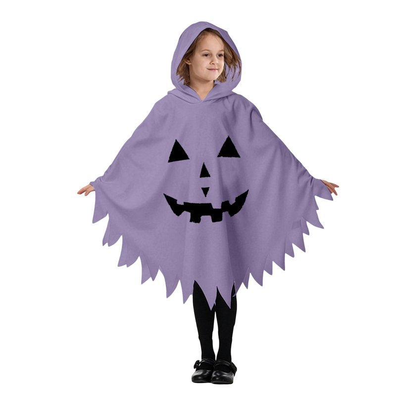 Kids Ghost Face Costume Cape - Unisex Hooded Dress Up Dress - Purple, 10-12 Years