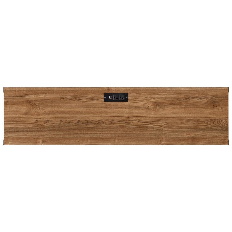 Industrial Rectangular Wood Console Table with USB Charging Ports - Walnut