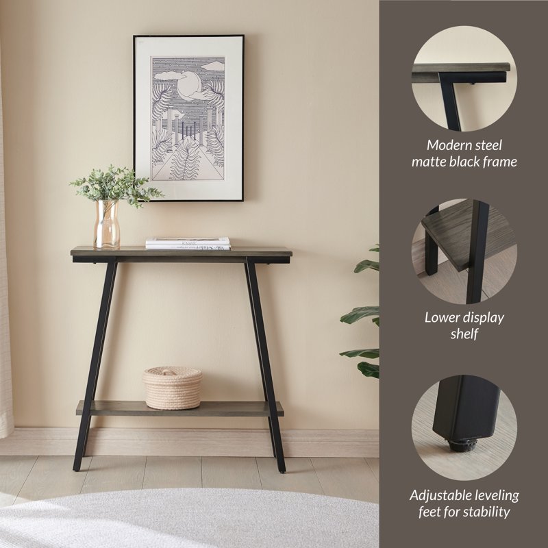 30" Wood and Metal Console Table with Shelf - Versatile Design