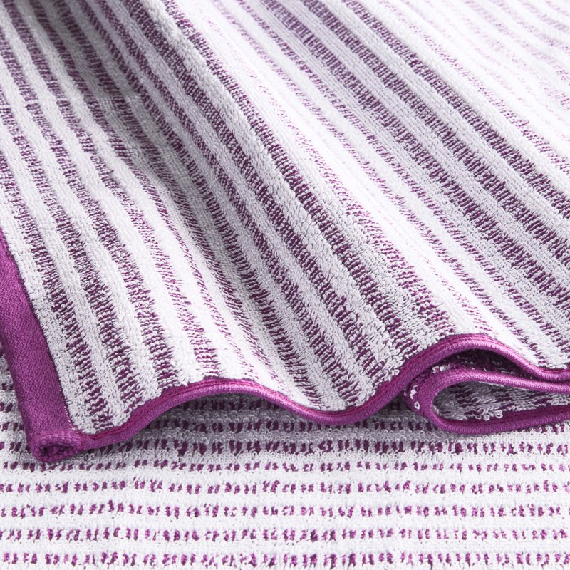 Reversible Striped Bath Towel Set - Grape Purple, 6-Piece Bathroom Linen