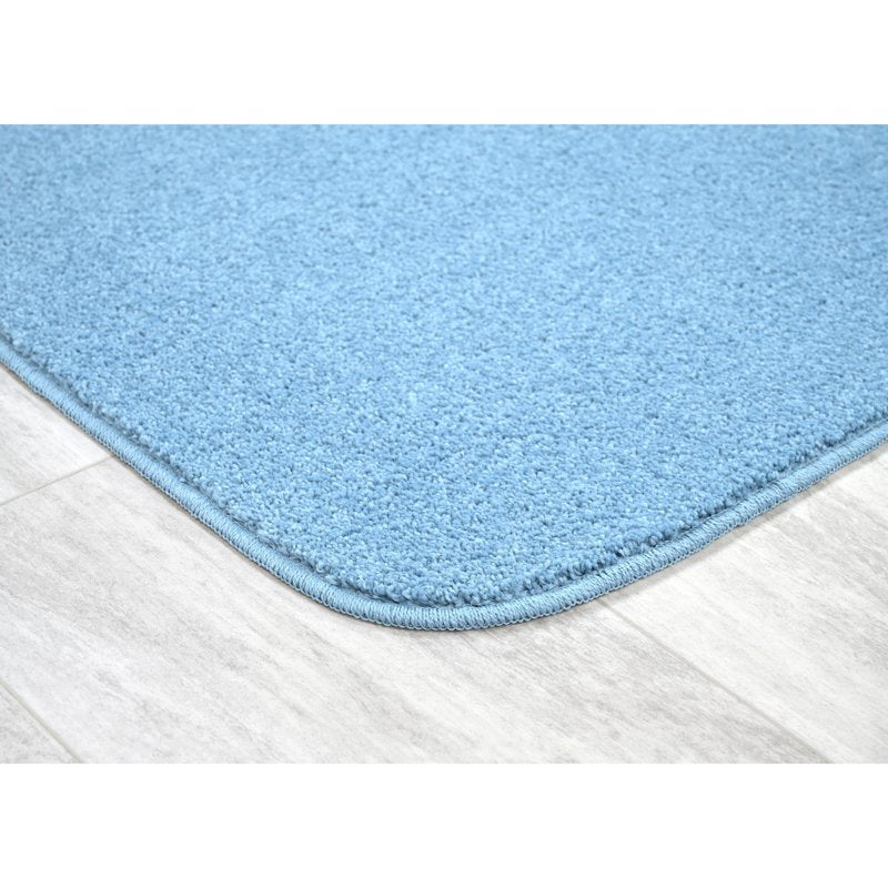 Garland Washable Bath Rug Set - 3 Piece Bathroom Mat & Toilet Lid Cover - Basin Blue