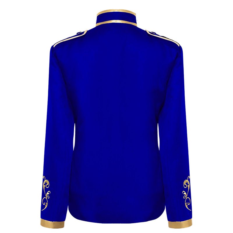Men's Halloween Retro Style Gold Embroidered Jacket - Blue, L Variation