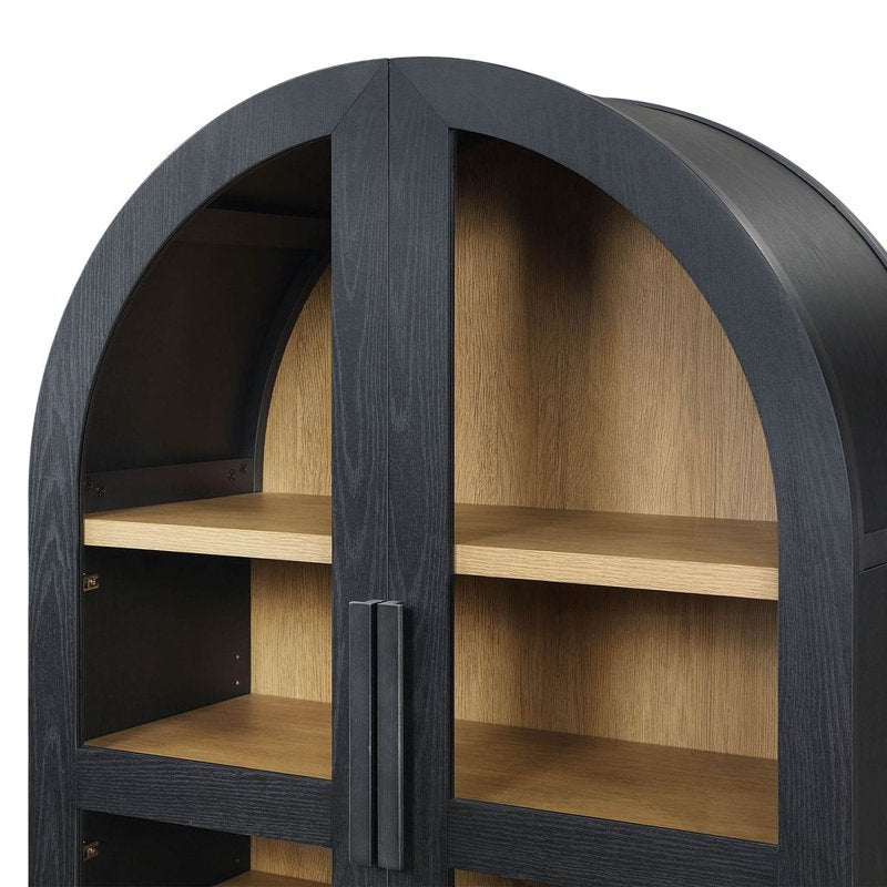 Better Homes & Gardens Juliet Arch Accent Cabinet - Black Finish with Glass Doors