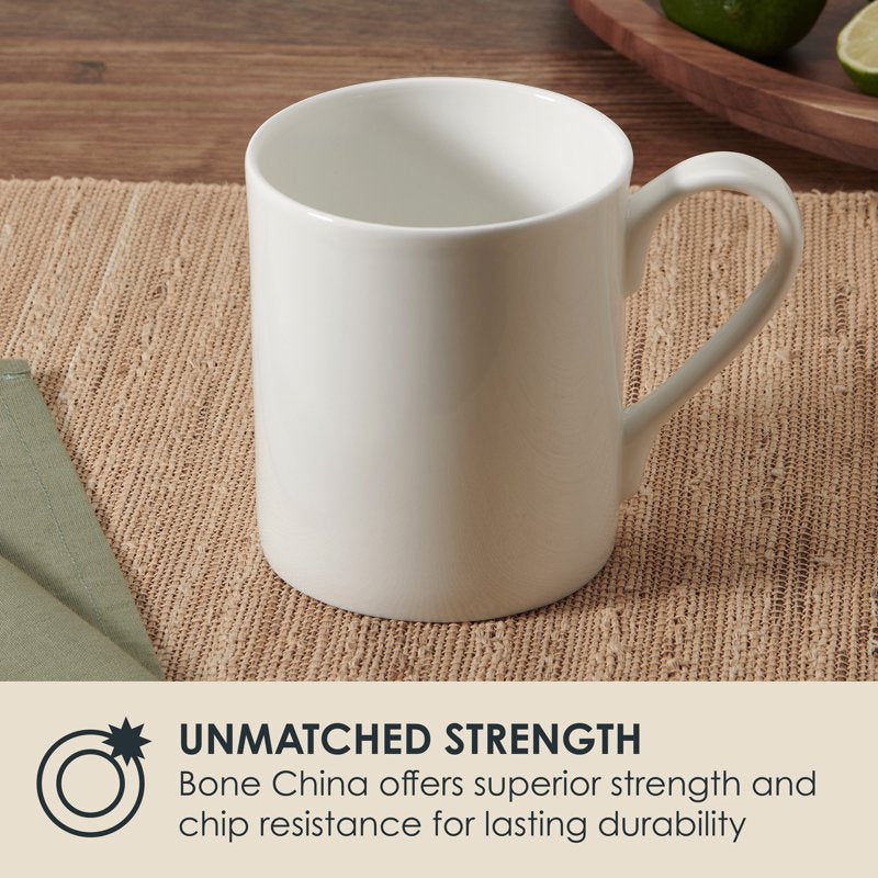 Bone China Mug with Handle - Nevaeh White Classic Rim, 16 oz