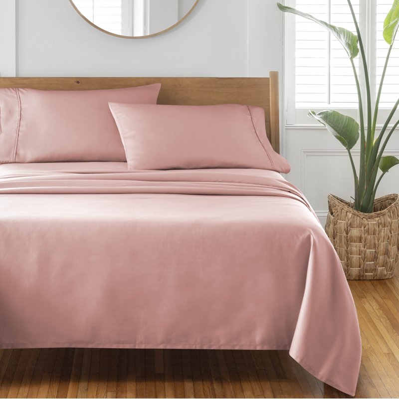 King Cotton Sateen Pillowcase Set - Old Rose 300 Thread Count, Wrinkle-Resistant