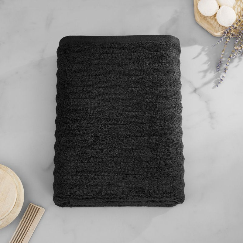 Mainstays Performance Textured Bath Towel - Black, 54 x 30 Inches - Rich Black