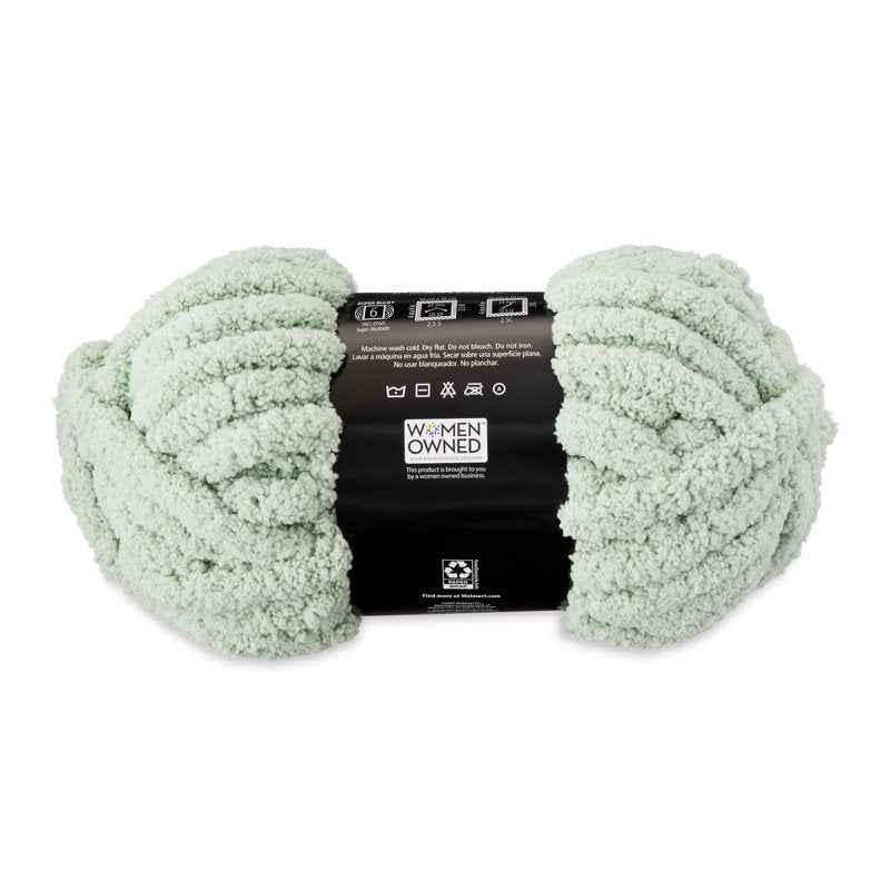 Chunky Chenille Yarn - Super Bulky, Sage, 31.7 Yards, 100% Polyester