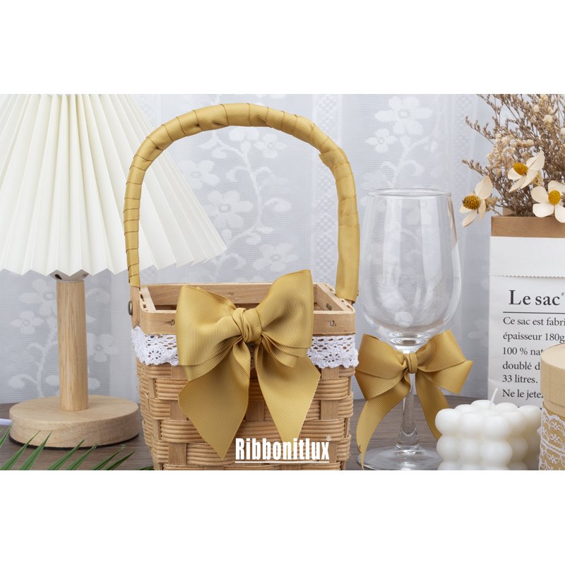Ribbonitlux 4 Inch x 25 Yards Gold Grosgrain Ribbon - Premium Craft & Gift Wrap