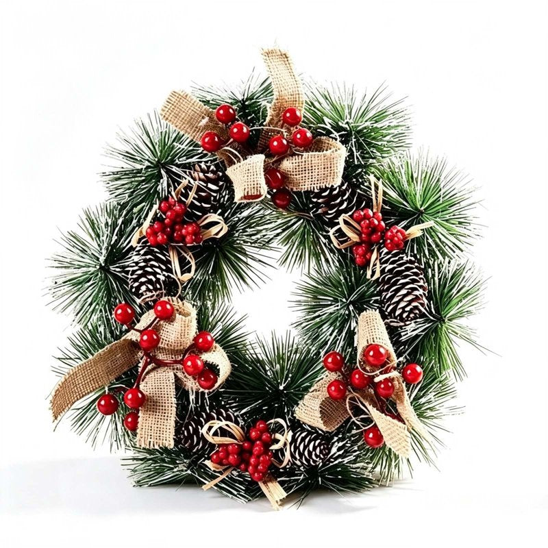 Christmas Wreath Decorations Farmhouse Front Door Garland - Indoor Outdoor, 006 Variation