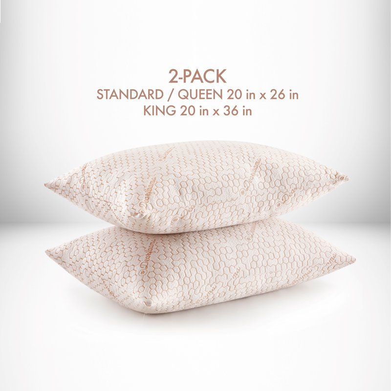 Dearfoams Copper-Infused Standard/Queen Bed Pillow Set 2PK - White