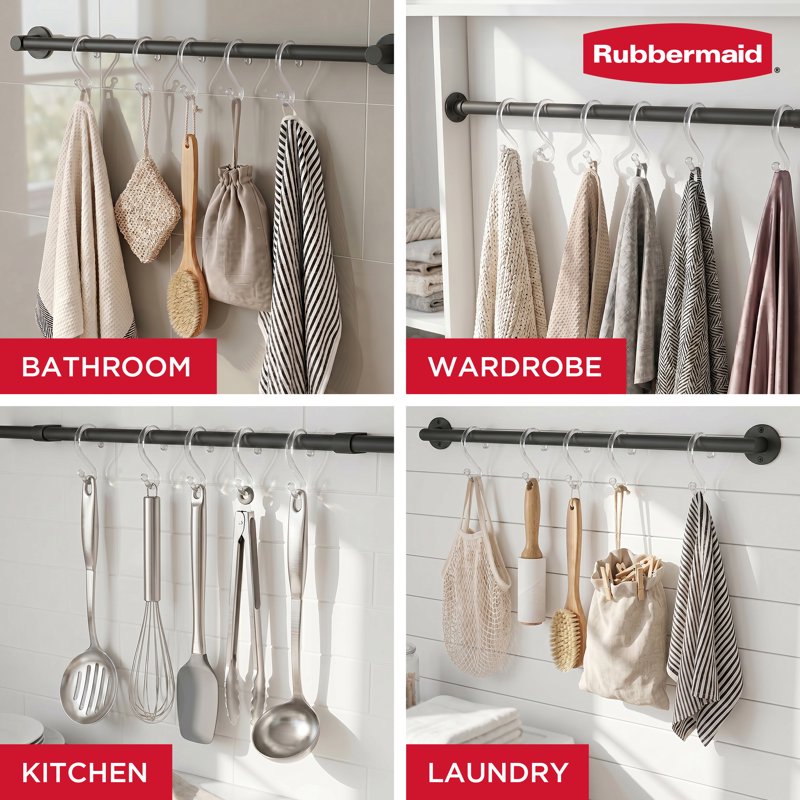 Clear Plastic S-Shape Shower Curtain Hooks Set of 12 – Rust-Free, Durable