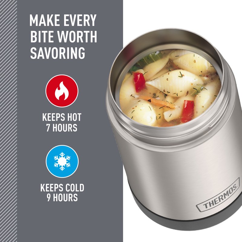 16oz Insulated Food Jar with Folding Spoon - 4 Pack Silver
