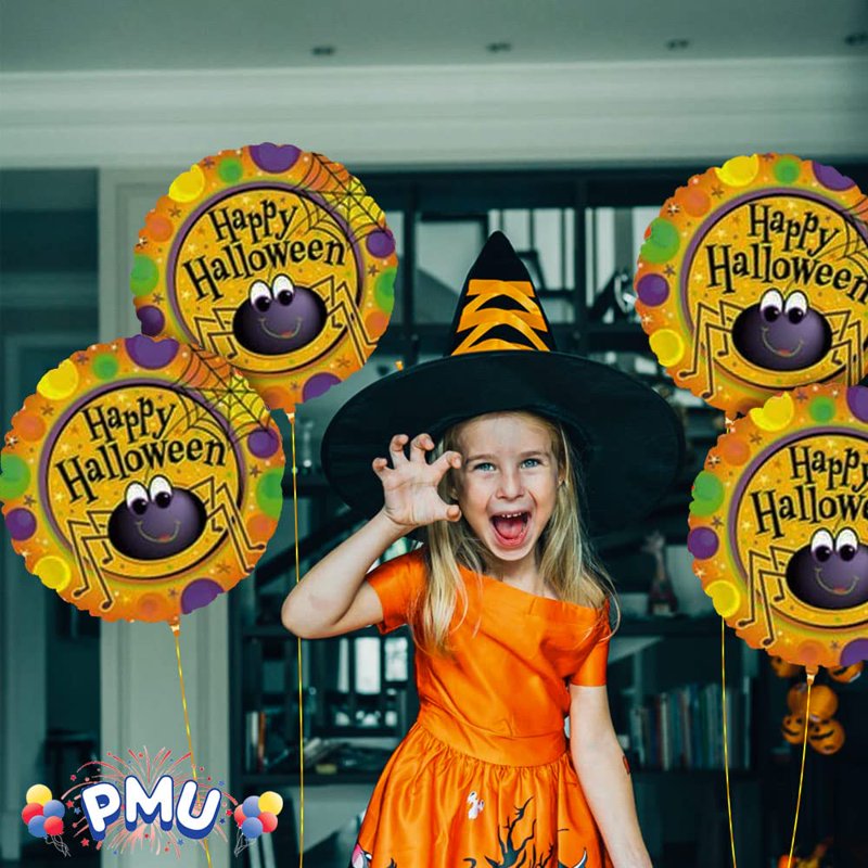 Halloween Spider Mylar Foil Balloon Pack of 5 - 18 Inch Party Decor
