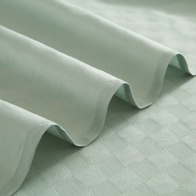 Green Checkered Bathroom Set with Shower Curtain, Rugs & Hooks - 15 Pieces