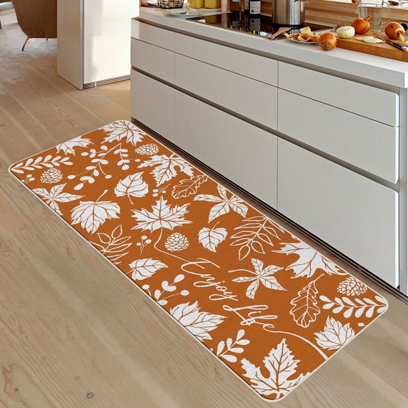Halloween Kitchen Rug Set of 2 Fall Floor Mats Absorbent Oil Proof Entry Door Decor