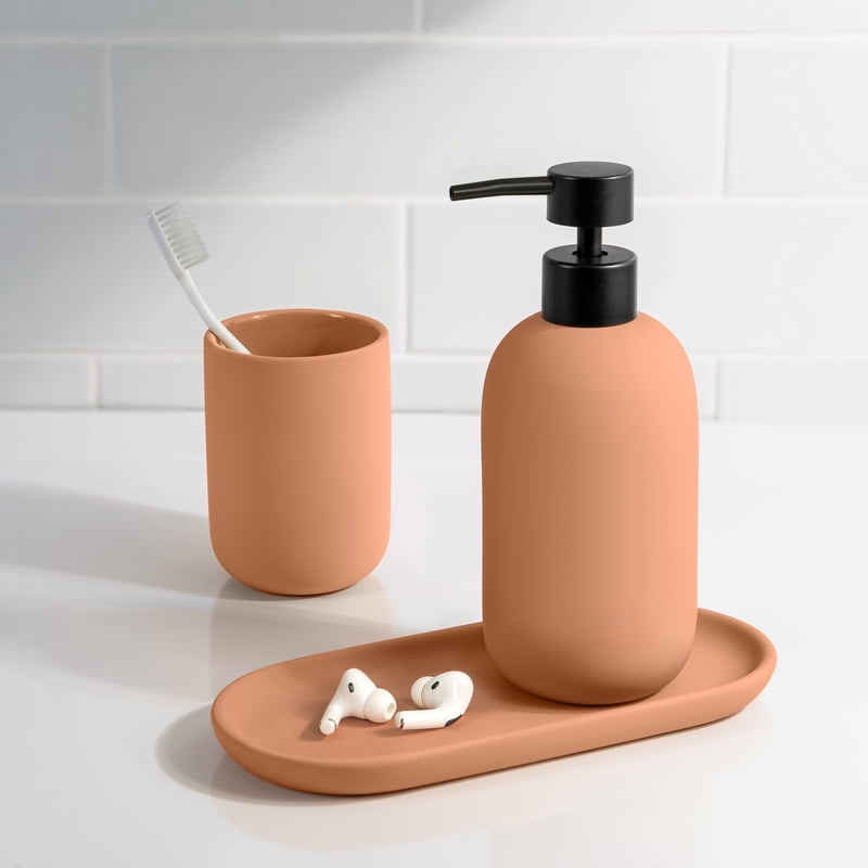 Mainstays Soft Touch Ceramic Toothbrush Holder - Terracotta Finish, Adult