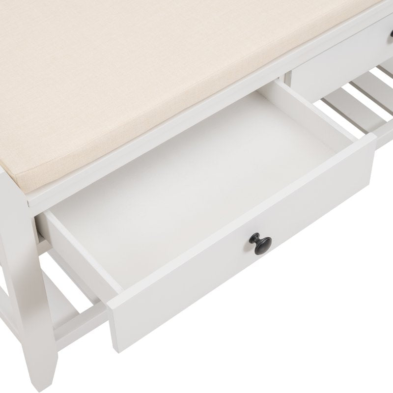 35" Shoe Rack Storage Bench with Cushioned Seat and Drawers
