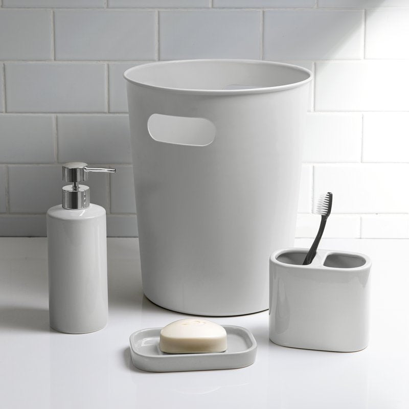 Ceramic Lotion Pump Dispenser - Soft Silver Grey, 12.5 oz Bathroom Accessory
