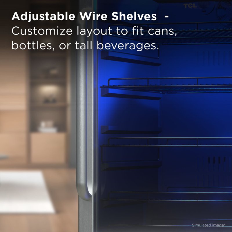 Stainless Steel Beverage Cooler - Freestanding Glass Door Drink Refrigerator