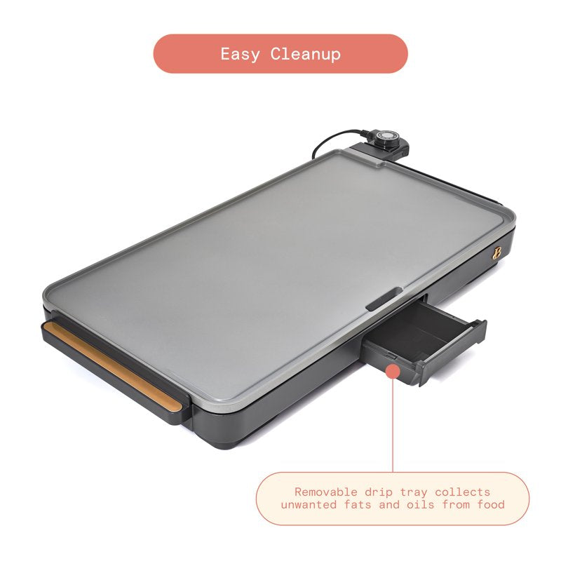 Extra Large Electric Griddle 12" x 22" - Non-Stick, Oyster Gray
