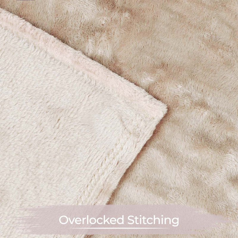 Soft Fleece Plush Blanket - Linen Solid Throw with Polka Dot Variation