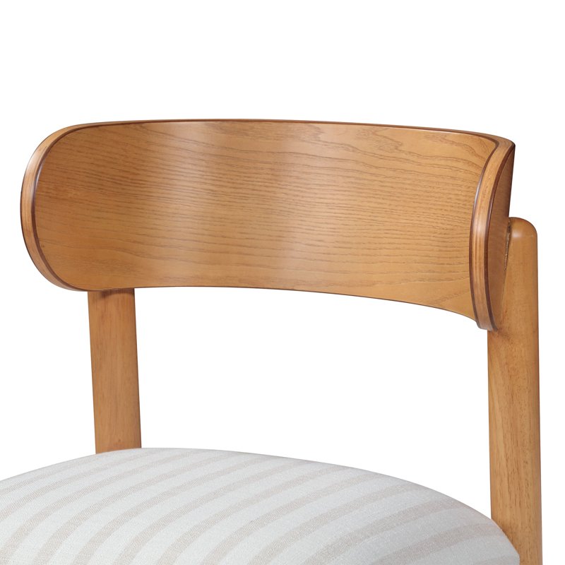 Counter-Height Stools Set of 2 - Warm Honey & Striped Linen