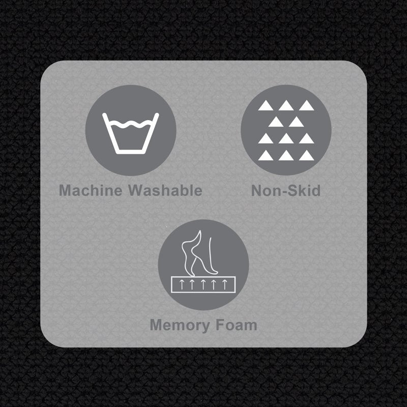 Cotton Memory Foam Bath Rug - Black, 20 x 34 Inches - Rich Black